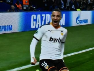 Rodrigo celebrating the goal against Chelsea