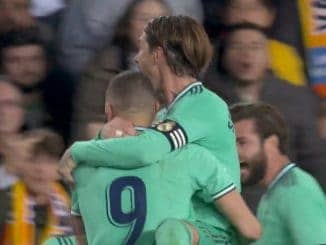 Real Madrid vs Valencia - Benzema and Ramos celebrating goal