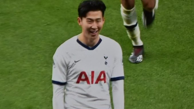 Son celebrating fourth Tottenham goal against Burnley
