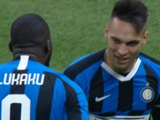 Lukaku and Martinez celebrating Inter goal against Atalanta