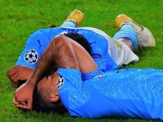 Lyon stunned Man City 3-1, as Dembele scored late double