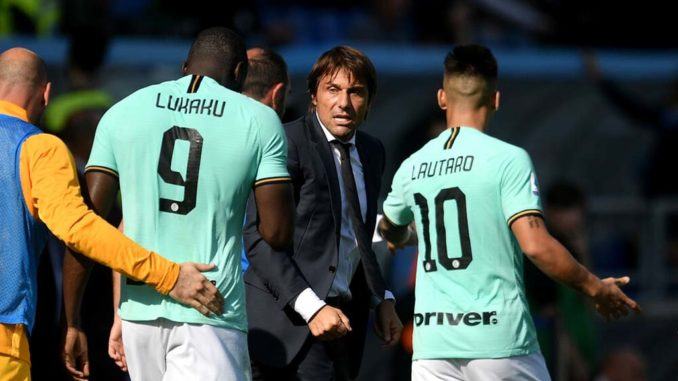 Antonio Conte-Romelu Lukaku-Lautaro Martinez-Inter Milan-Serie A