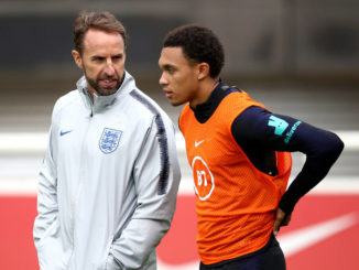 England manager Gareth Southgate speaks with Trent Alexander-Arnold