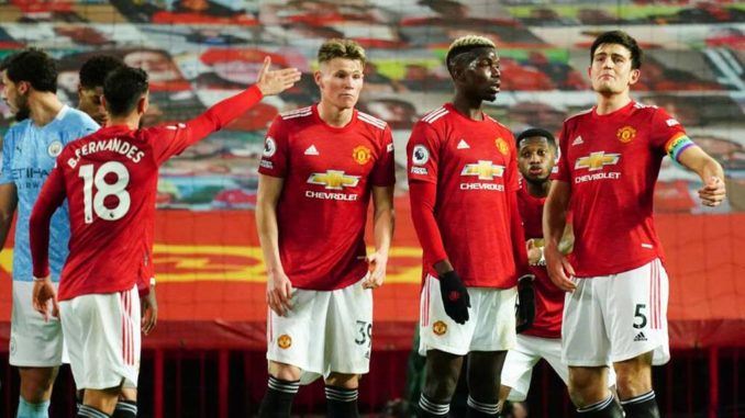 Scott McTominay, Paul Pogba and Harry Maguire Manchester United v Manchester City, Premier League-Old Trafford