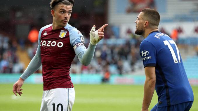 Aston Villa's Jack Grealish and Chelsea's Mateo Kovacic