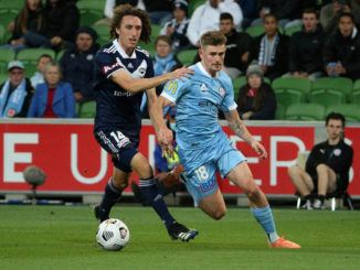 Connor Metcalfe of Melbourne City-Jay Barnett of Melbourne Victory