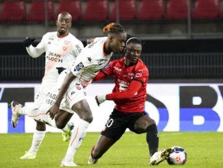 EDUARDO CAMAVINGA of Rennes against Lorient-Ligue 1