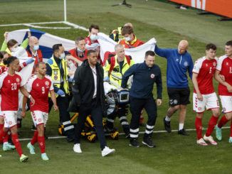 Group B match between Denmark and Finland, Eriksen is receiving treatment due to medical emergency.