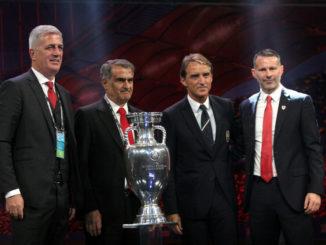 Managers-Vladimir Petkovic of Switzerland, Senol Gunes of Turkey, Roberto Mancini of Italy and Ryan Giggs of Wales