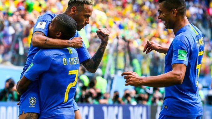 Neymar, Douglas Costa, and Casemiro-Brazil