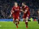 Philippe Coutinho and Jordan Henderson of Liverpool celebrating goal against Brighton