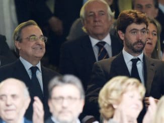 Andrea Agnelli and Florentino Perez at Turin-Real Madrid vs Juventus
