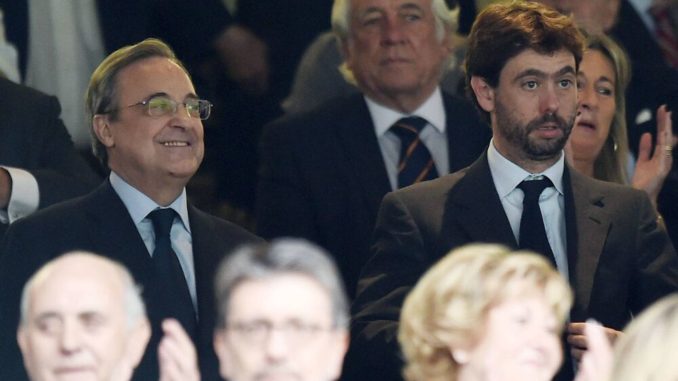 Andrea Agnelli and Florentino Perez at Turin-Real Madrid vs Juventus