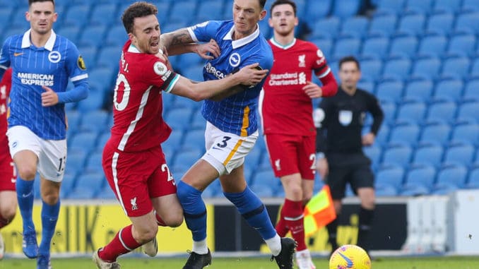 Ben White of Brighton against Liverpool