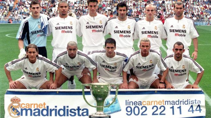 Iker Casillas, Ronaldo, Francisco Pavon, Luis Figo, Esteban Cambiasso, Zinedine Zidane; Michel Salgado, Roberto Carlos, Raul Gonzalez- Real Madrid