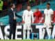 Jadon Sancho, Marcus Rashford and Gareth Southgate of England