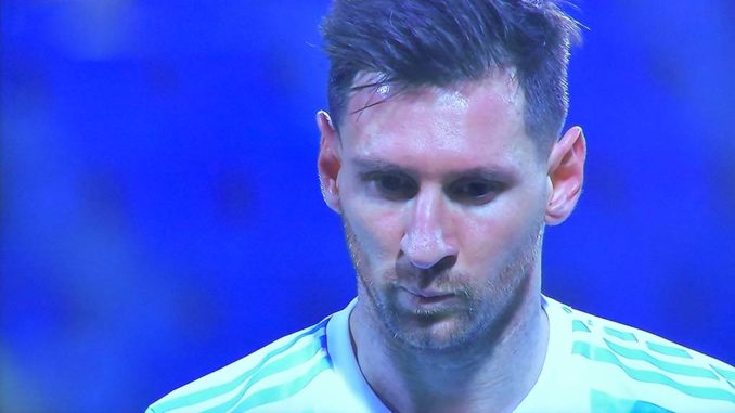 Lionel Messi of Argentina against Ecuador