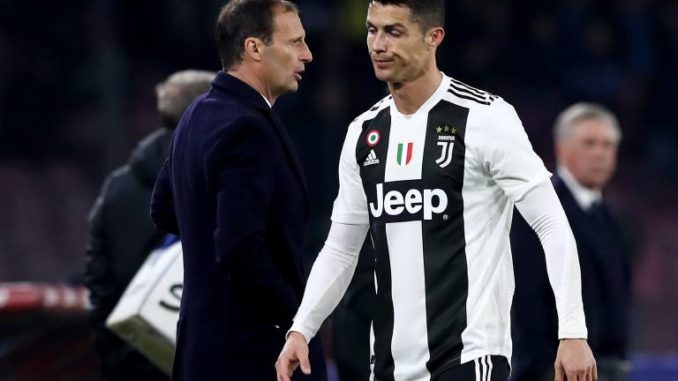 Massimiliano Allegri and Cristiano Ronaldo of Juventus against Napoli