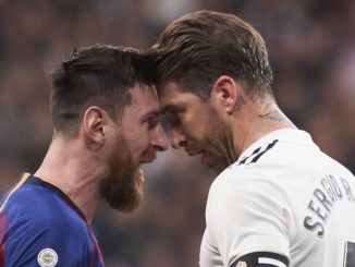 Sergio Ramos of Real Madrid and Lionel Messi of Barcelona-La Liga