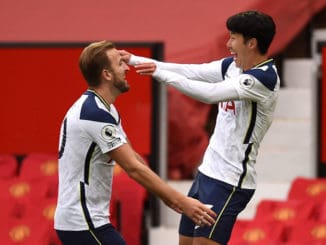 Son Heung-min and Harry Kane of Tottenham Hotspur