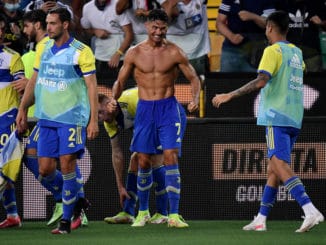 Cristiano Ronaldo of Juventus FC celebrates with team mates after scoring a goal against UdineseCristiano Ronaldo of Juventus FC celebrates with team mates after scoring a goal against Udinese