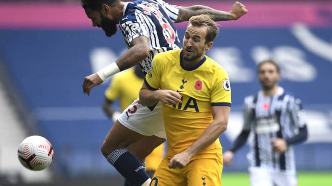 Harry Kane of Tottenham Hotspur against West Bromwich Albion