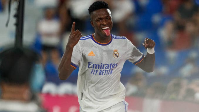 Vinicius Junior of Real Madrid celebrates goal against Levante