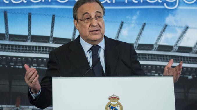 Florentino Perez during a press conference