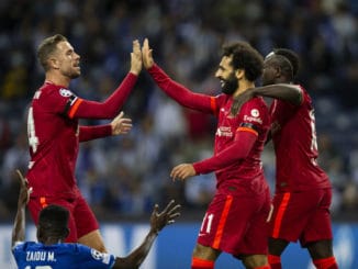 Henderson, Salah and Mane of Liverpool against Porto