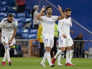 MARCO ASENSIO of Real Madrid celebrating against RCD Mallorca