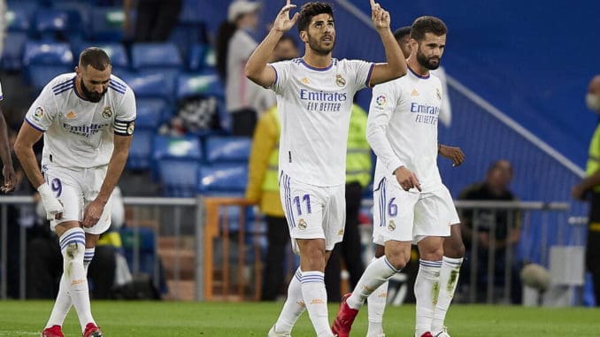 MARCO ASENSIO of Real Madrid celebrating against RCD Mallorca