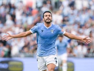 Pedro celebrates after scoring second SS Lazio goal against AS Roma