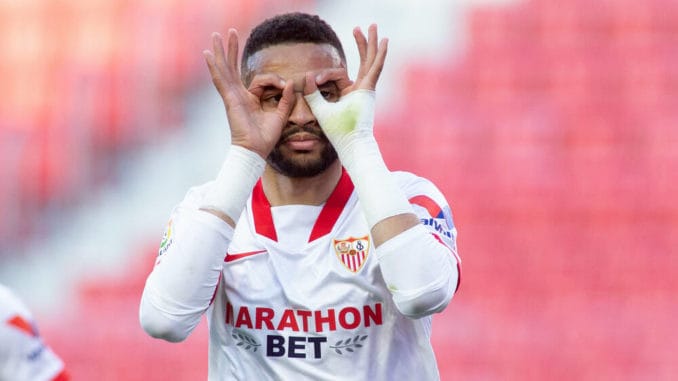 Youssef En-Nesyri of Sevilla against Valencia-La Liga