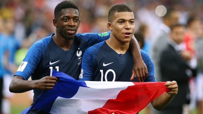 Kylian Mbappe and Ousmane Dembele of France