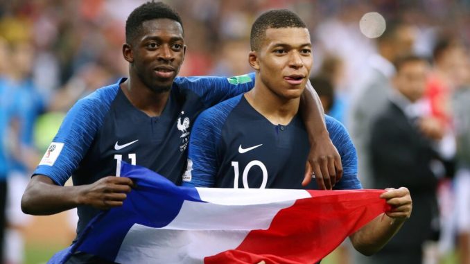 Kylian Mbappe and Ousmane Dembele of France