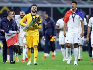 France Hugo Lloris of France celebrates after winning the Uefa Nations League final against Spain