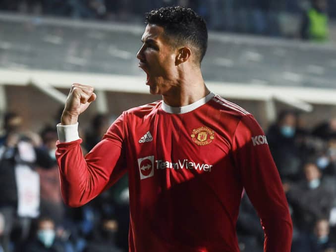 Cristiano Ronaldo of Manchester United against Atalanta in Champions League