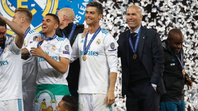 Dani Ceballos, Cristiano Ronaldo, Zinedine Zidane of Real Madrid