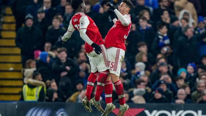 Gabriel Martinelli and Bukayo Saka of Arsenal
