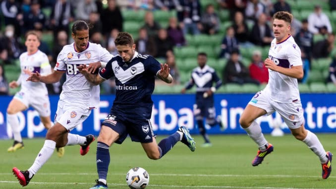 Jacob Brimmer of Melbourne Victory against Perth Glory