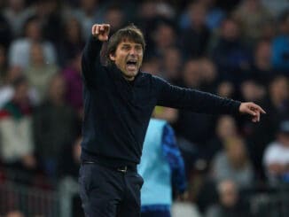 Tottenham Hotspur manager Antonio Conte on the touchline during the Premier League match at Anfield, Liverpool.
